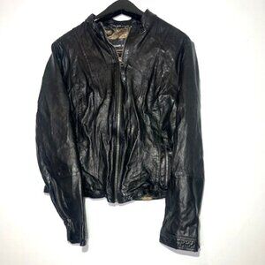 Black Rivet Genuine Leather Moto Black Full Zip Sz XL